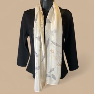 Jones New York Vintage Floral Print Sheer Scarf Long Wrap 56” x 14”